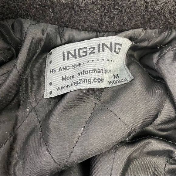 Ing2Ing Wool Blend Black & White Strip Long Coat - Picture 11 of 12